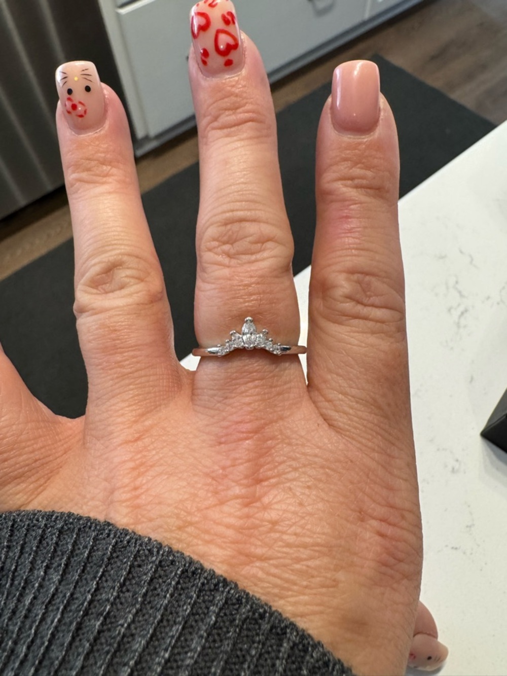 Sterling Silver Tiara Band Ring - White